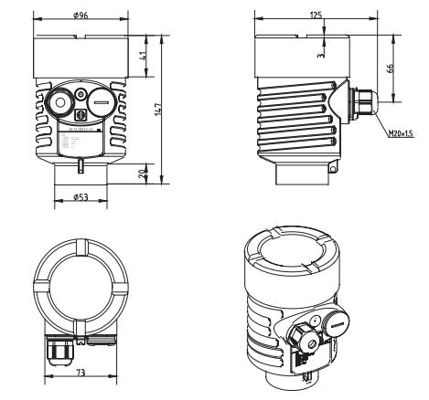 水滴天線(xiàn)雷達物位計(ji)外殼尺寸圖(tú)