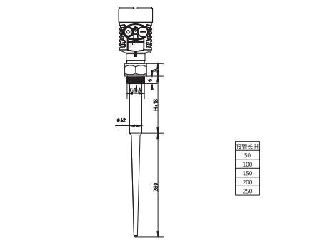 棒式(shi)雷達物(wu)位計外(wài)型尺寸(cùn)圖