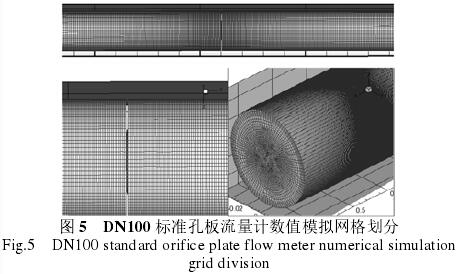 DN100标準孔闆流(liu)量計數值模(mo)拟網格劃分(fèn)圖