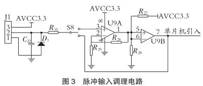 智能渦輪流(liu)量計脈沖輸(shū)入調理電路(lù)圖