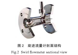 旋進漩(xuan)渦流量計(jì)剖面結構(gòu)圖