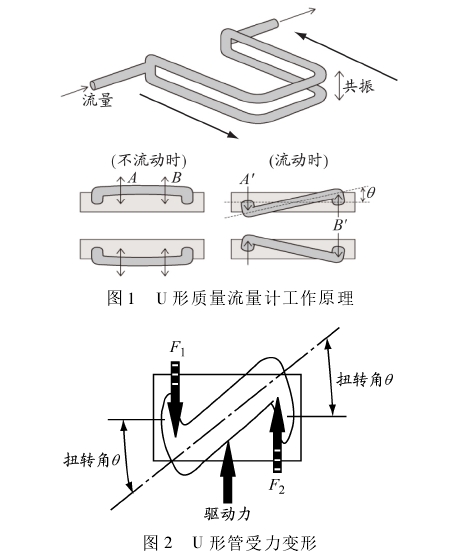 U形質量流量計工(gōng)作原理圖示