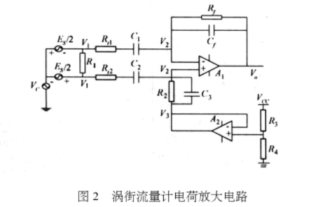 渦(wo)街流量計電(diàn)荷放大電路(lu)圖示