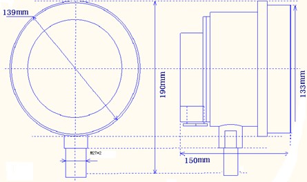 防爆電接點(dian)雙金屬溫度(du)計外形尺寸(cùn)