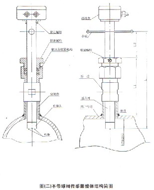 插入(ru)式電磁流量計不(bú)帶球閥結構圖