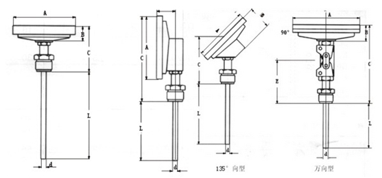 雙(shuang)金屬溫度計安(an)裝形式