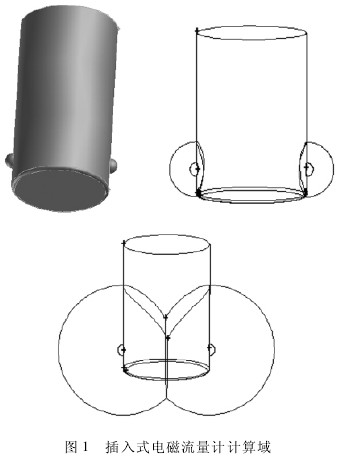 插入(ru)式電磁流量計計(jì)算域示意圖