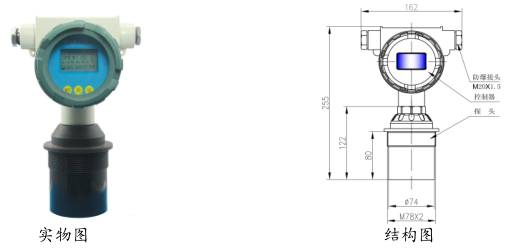 一(yī)體式超聲波(bo)液位計防爆(bao)型圖示